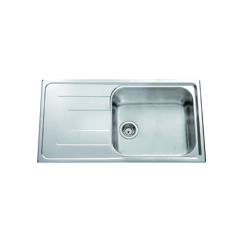 Évier à encastrer Portofino 1 grand bac, 1 égouttoir 1000 x 500 mm Inox