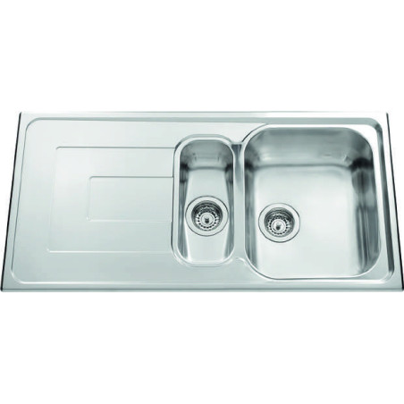 Évier à encastrer Portofino 1 bac et demi, 1 égouttoir 1000 x 500 mm Inox