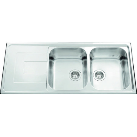 Évier à encastrer Portofino 2 bacs, 1 égouttoir 1160 x 500 mm Inox