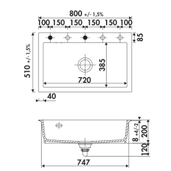 Évier à encastrer Idole 1 très grand bac 800 x 510 mm Céramique