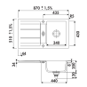 Évier à encastrer Genea 1 bac, 1 égouttoir 870 x 510 mm Céramique