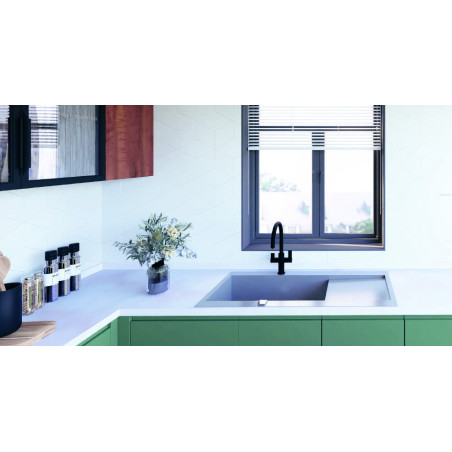 Évier à encastrer Roma 1 grand bac, 1 égouttoir 1000 x 520 mm Inox