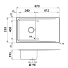 Évier à encastrer Stromboli 1 bac, 1 égouttoir 870 x 510 mm Inox