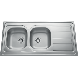 Évier à poser Sinope 2 bacs, 1 égouttoir 1200 x 600 mm Inox