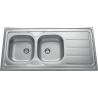 Évier à poser Sinope 2 bacs, 1 égouttoir 1200 x 600 mm Inox