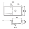 Évier à encastrer Mono 1 grand bac, 1 égouttoir 1000 x 510 mm Cristadur