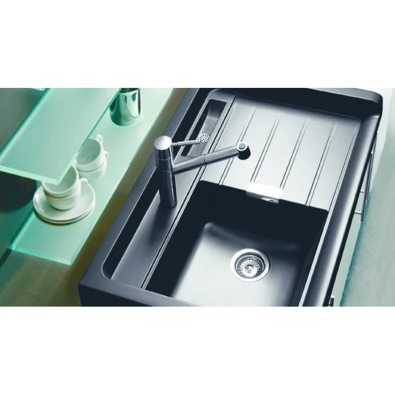 Timbre d'office Largo 1 bac et demi, 1 égouttoir 900 x 628 mm Cristadur