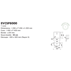 Cuve sous plan Greenwich 450 x 450 mm Cristadur