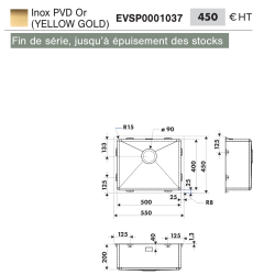 Cuve sous plan Calvi 550 x 450 mm Inox