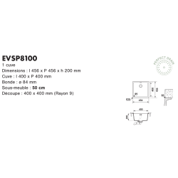 Cuve sous plan Brooklyn 450 x 450 mm Cristalite