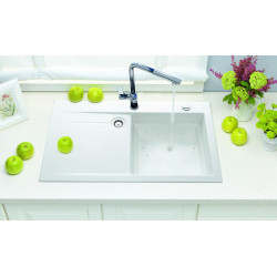Évier à encastrer Stema 1 grand bac, 1 égouttoir 900 x 510 mm Céramique - égouttoir à gauche