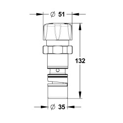 Tête interchangeable douche ALPA 20/35 allongé bouton chromé