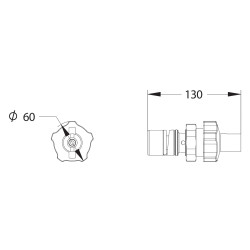 Tête interchangeable douche ALPA 20/35s pour traversée de cloison bouton noir
