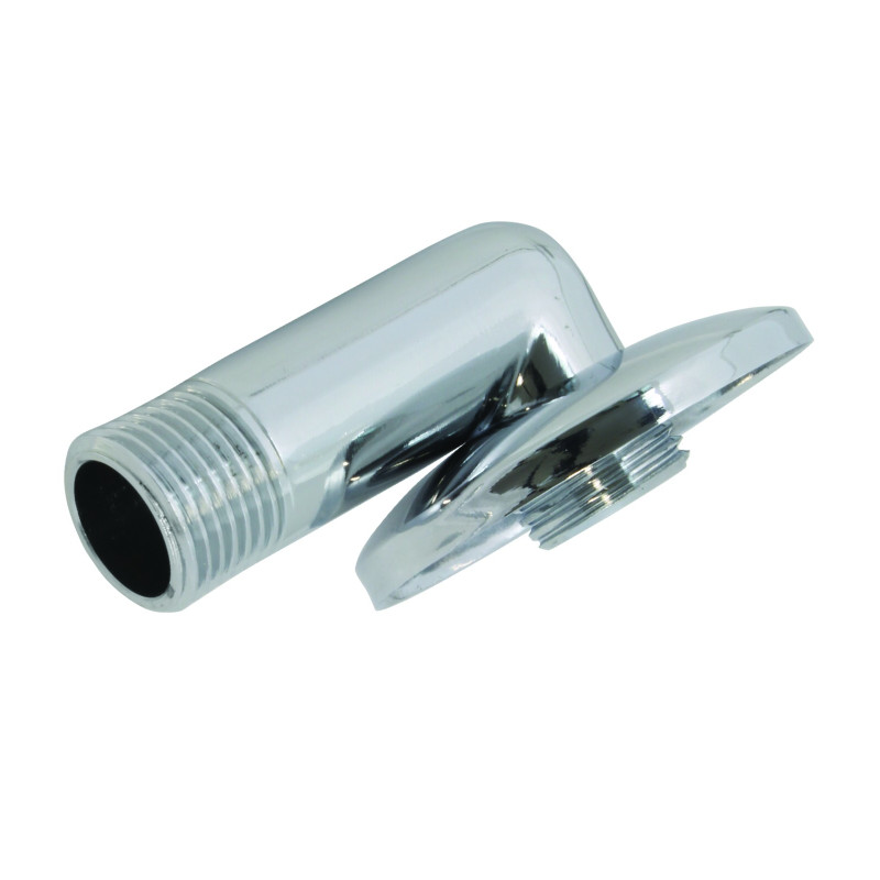 Raccord coudé chromé avec rosace, MM G1/2''