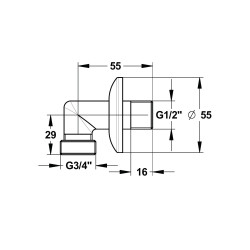 Raccord coudé chromé avec rosace, M G1/2" et M G3/4"