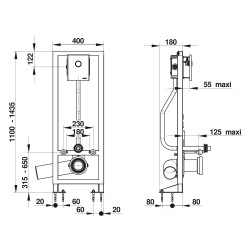 Bâti-support chasse directe P1000 XL 6-9L, inox brossé, WC sans bride