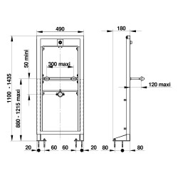 Bâti-support autoportant nu pour lavabo temporisé mural P504, P704, P612, P2010