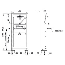 Bâti-support robinet urinoir mécanique encastré P120B réf.38335