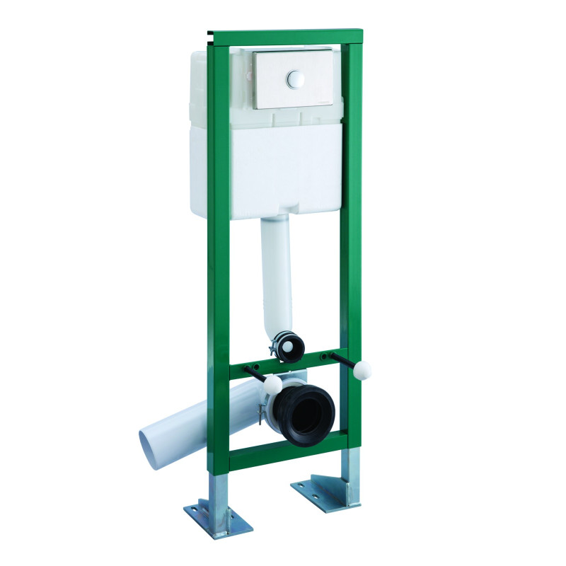 Bâti-support réservoir commande poussoir simple volume 3-6L, inox