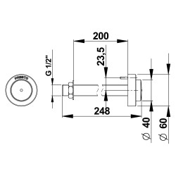 Commande TC seule lavabo et douche pour cloison de 1 à 200 mm, eau froide