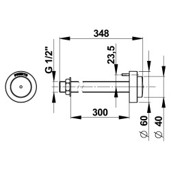 Commande TC seule lavabo et douche pour cloison de 200 à 300 mm, eau froide