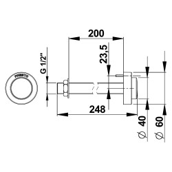 Commande TC seule pour chasse Eclair et urinoir P12 pour cloison de 15 à 200 mm