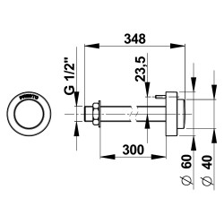 Commande TC seule pour chasse Eclair et urinoir P12 pour cloison de 200 à 300 mm