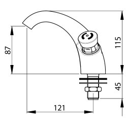 P600s Robinet simple lavabo sur plage temporisé 15s, chaud G1/2