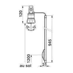 DL 300 S Douche temporisée applique plafond avec robinet d'arrêt