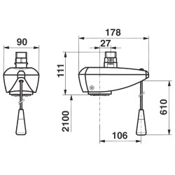 DL 350 S Douche temporisée 30sec au plafond avec commande à tirette