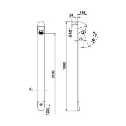 DL 400 E touch douche temporisée tactile pile avec robinet d'arrêt équerre