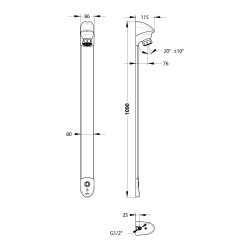 DL 400 E sensor douche temporisée sans contact pile avec robinet d'arrêt droit