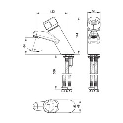 Presto 4000s Mitigeur monocommande bouton noir sans robinet d'arrêt 3l/min