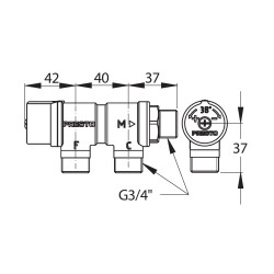 Régulateur thermostatique à entrées parallèles, G3/4"