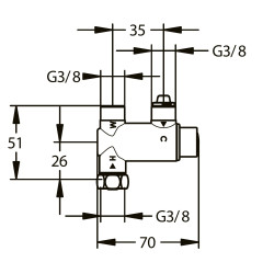 Minitherm régulateur thermostatique monoposte arrivées opposées F3/8" et M3/8"