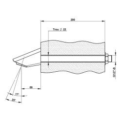Tête de douche fixe avec grille orientable 2 positions, cloison de 1 à 200mm