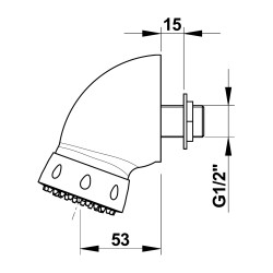 Tête de douche fixe avec grille orientable anticalcaire, cloison de 1 à 15mm