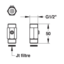 Robinet d'arrêt droit MM G1/2" avec joint filtre