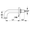 Bec mural tube court ø26mm, 120mm, pour cloison 1-50mm, M1/2