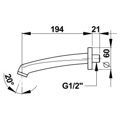 Bec mural droit long applique, M1/2