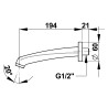 Bec mural droit long applique, M1/2