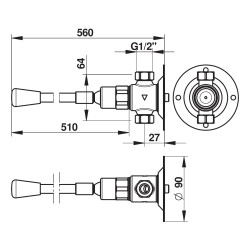 Presto 712 robinet simple lavabo à commande fémorale murale 560 mm