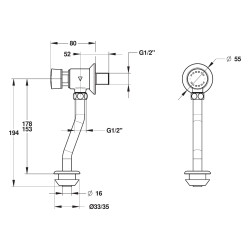 Kit urinoir mécanique temporisé P12 NEO arrière, DURAVIT JD ROCA