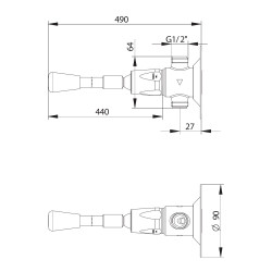 Presto 712 robinet simple lavabo à commande fémorale murale 490 mm