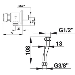 Kit urinoir mécanique temporisé P12 NEO arrière, PORCHER applique 2641