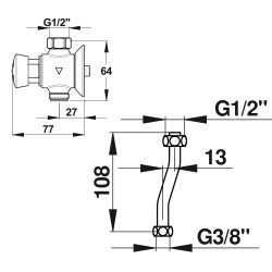 Kit urinoir mécanique temporisé P12 NEO en ligne, PORCHER applique 2641