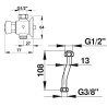 Kit urinoir mécanique temporisé P12 NEO en ligne, PORCHER angle 2651