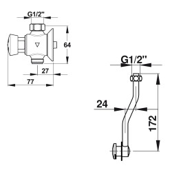 Kit urinoir mécanique temporisé P12 NEO en ligne, ALLIA Aubagne angle