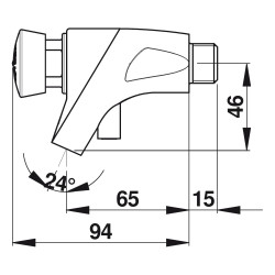 P504s Robinet simple lavabo mural temporisé 15s, froid antigel G1/2