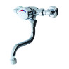 P3500 Mitigeur lavabo mural temporisé bec tournant bouton chromé raccords coudés